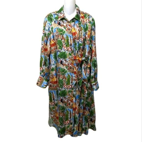 ZARA Paris Crepe de Chine Pleated Shirt Wrap Dress L - Picture 3 of 10